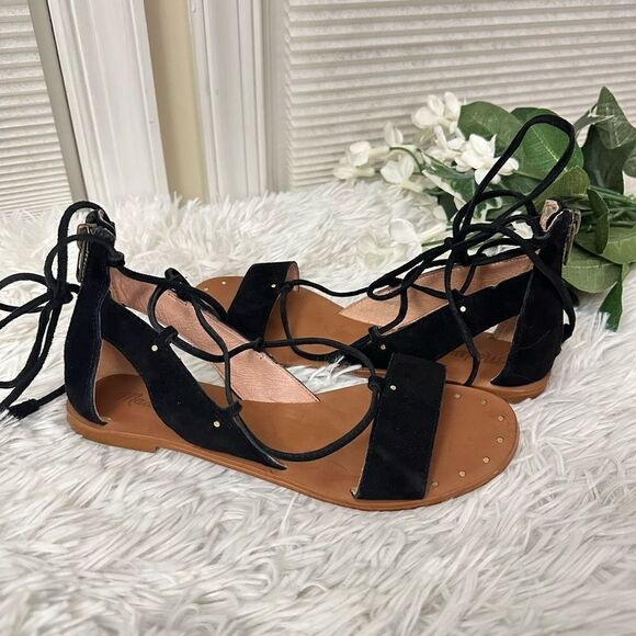 MADEWELL The Bridget Lace-Up Sandal black Suede Tassel Pull size 6 - Picture 3 of 8